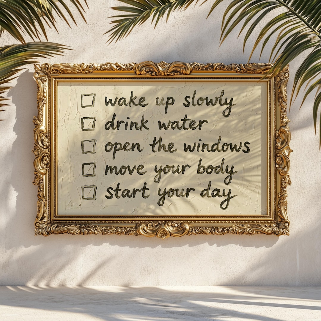 Morning Routine Checklist Poster: Wake up Slowly Daily Reset Wall Print ...