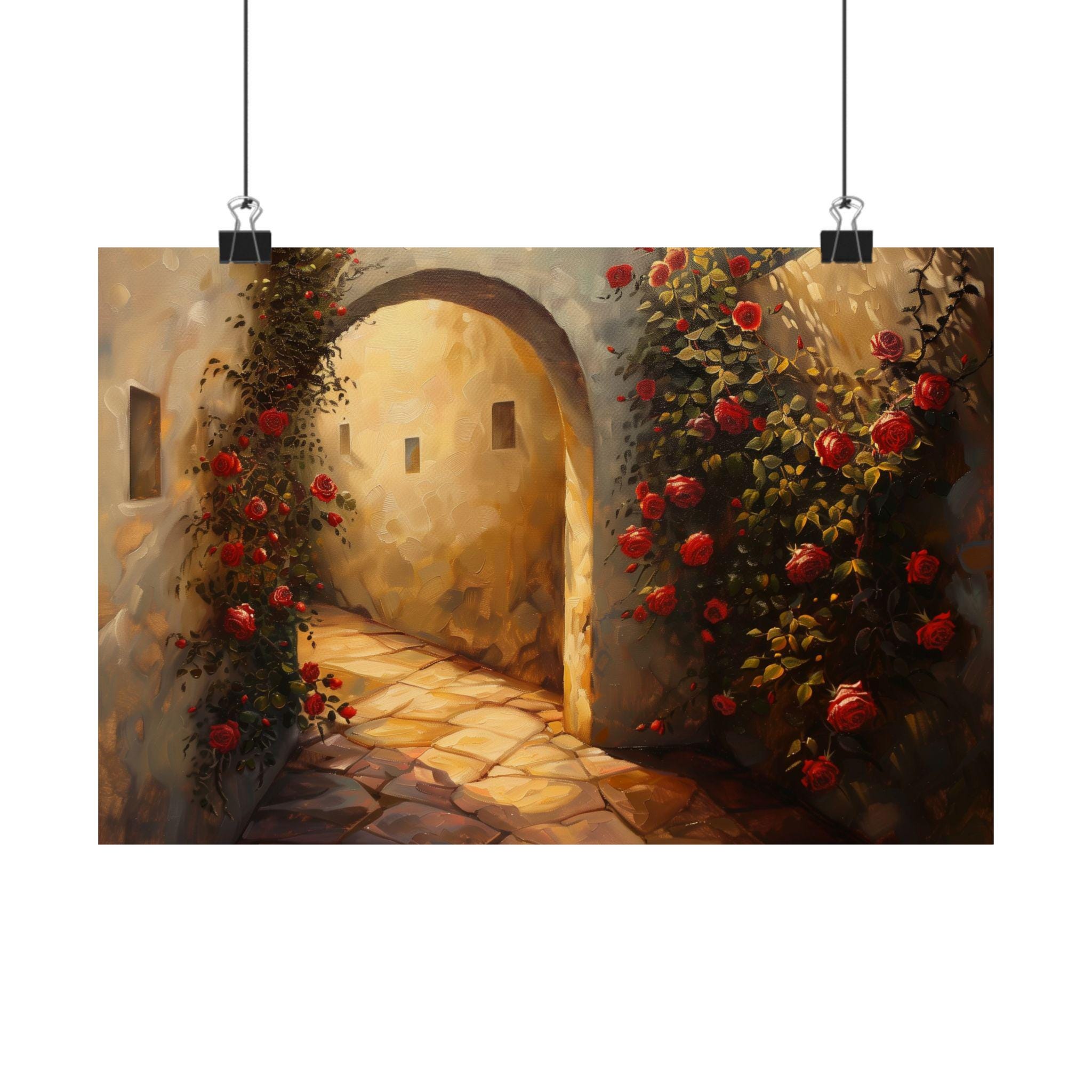 Mediterranean Garden Archway Poster: Romantic European Courtyard Print ...