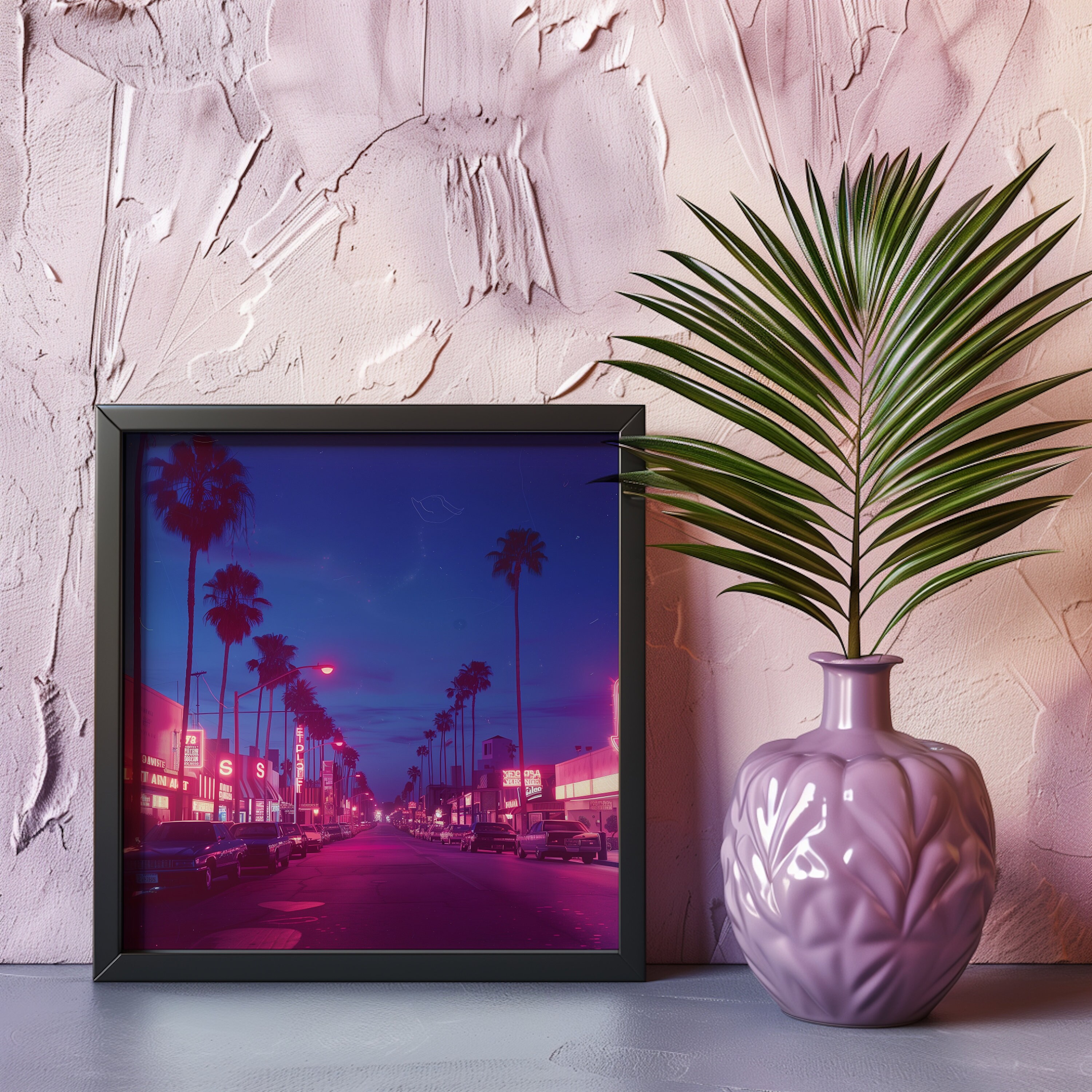 80s Vaporwave Los Angeles Print | Retro Palm Tree Wall Art - Etsy