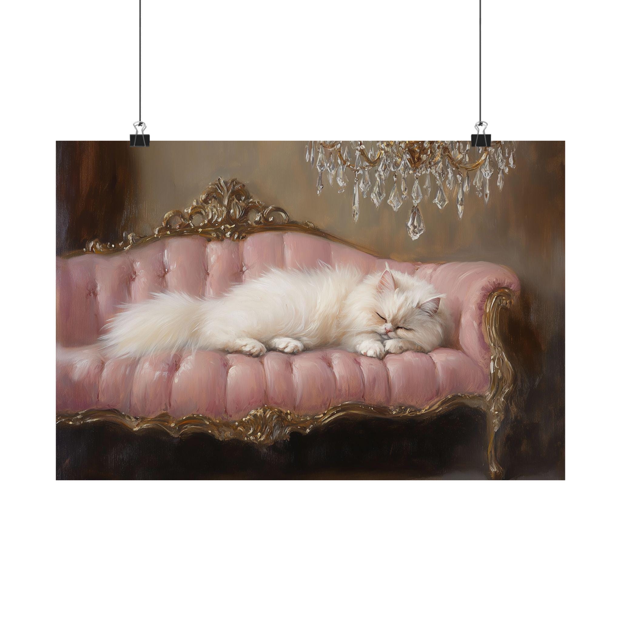 Sleeping White Persian Cat Wall Art Print: Girly Glam Cat Painting - Etsy