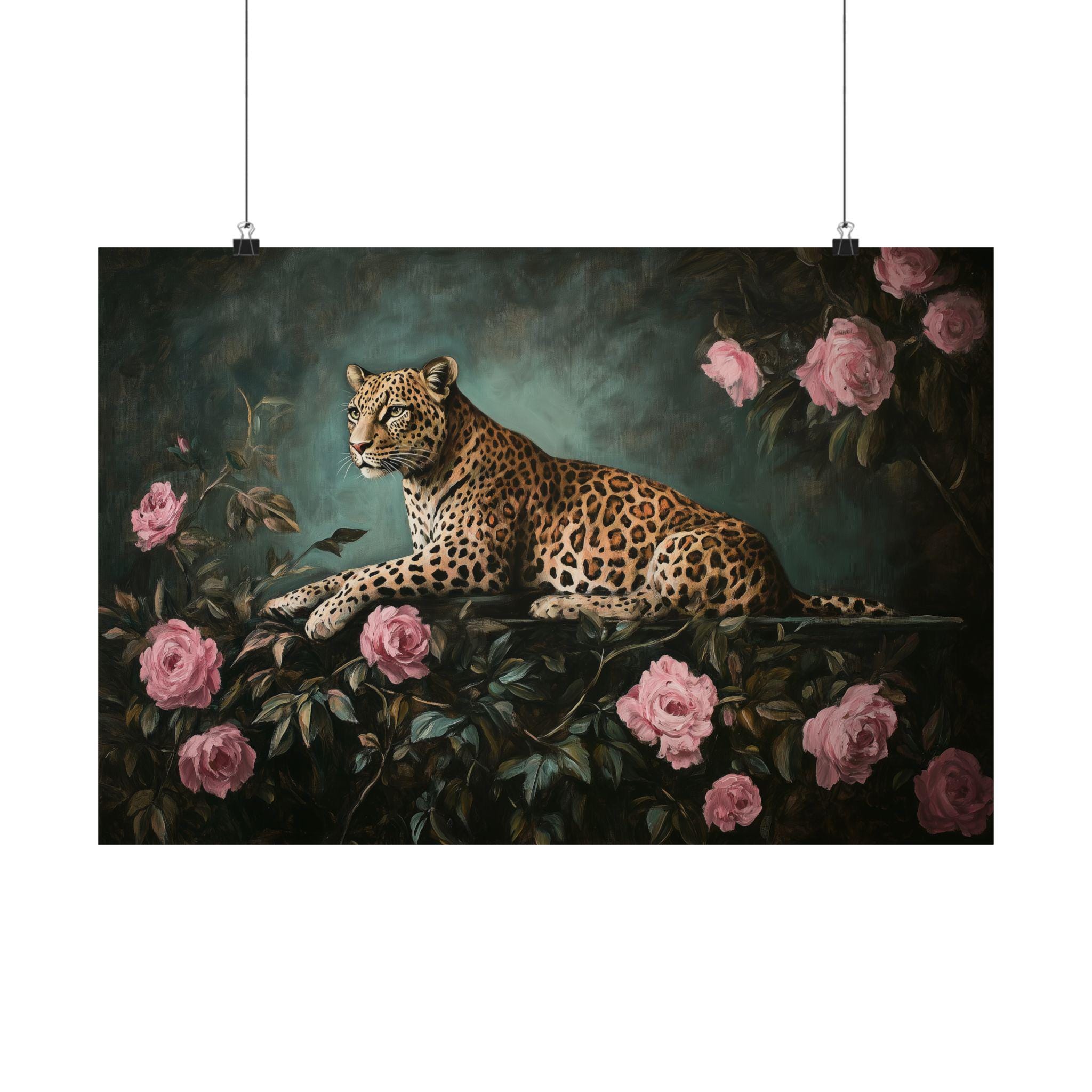 Dark Floral Leopard Print: Moody Victorian Baroque Wall Art - Etsy