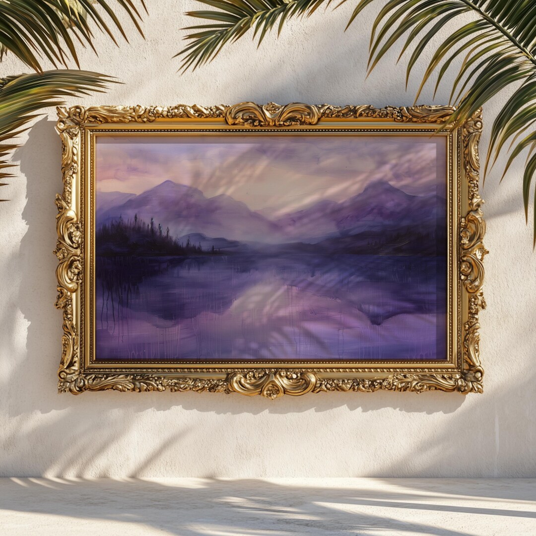Purple Mountain Landscape Watercolor Print: Minimalist Nature Wall Art ...