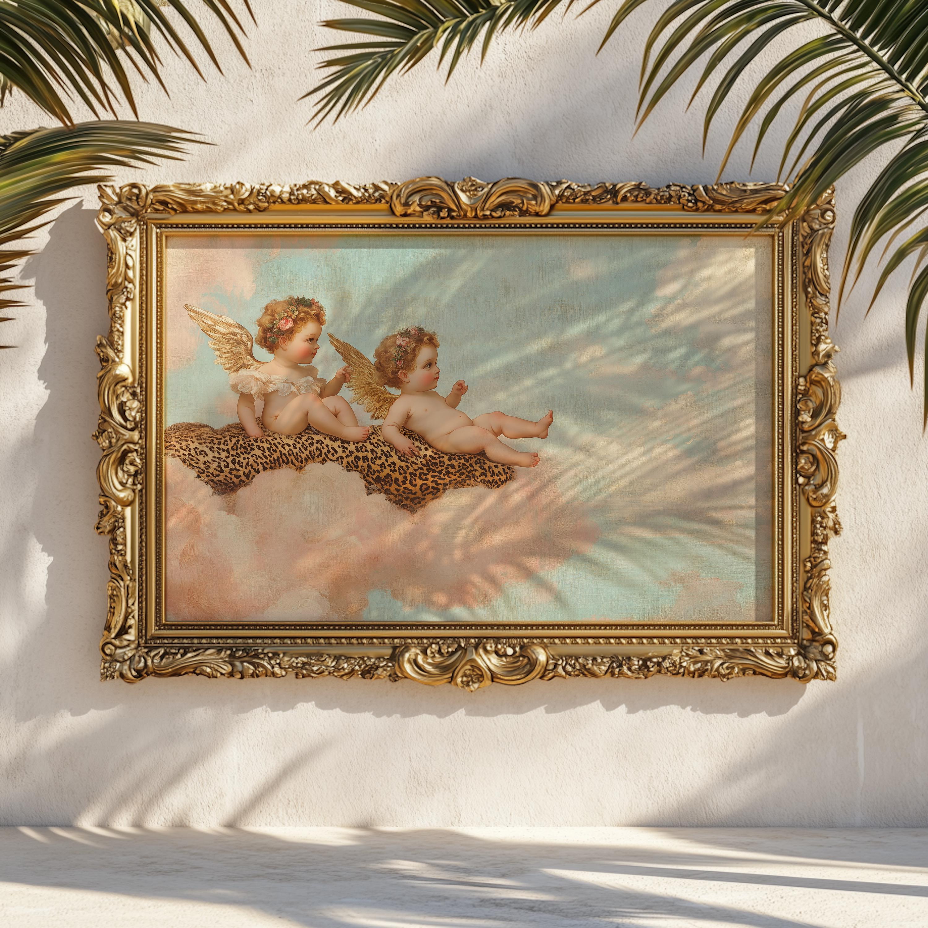 Vintage Cherubs Leopard Blanket Print: Dreamy Nursery Decor