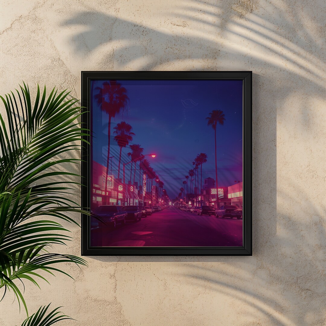 80s Vaporwave Los Angeles Print | Retro Palm Tree Wall Art - Etsy