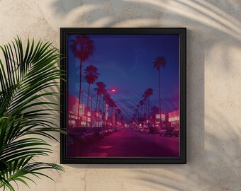 80s Vaporwave Los Angeles Print | Retro Palm Tree Wall Art - Etsy