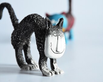 Cute Cat Desk Companion, Playful Cartoon Feline Artwork, Fun Office Accessory, Ideal Gift for Cat Collectors