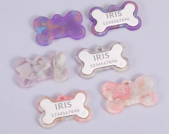Personalisierte Hundemarke - Hundemarke personalisiert - Hundemarke aus Acryl - Hundemarke mit Gravur Welpe - Hundemarke in Knochenform