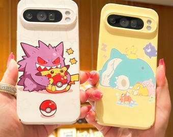Cute Poke Anime Case for Google Pixel 7 8 9 10 Pro XL & iPhone 17 16 15 14 13 12 11 Pro Max Samsung S26 S24 FE S23 S22 Plus S25 Ultra Cases