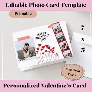 Plantilla de tarjeta fotográfica del día de San Valentín Plantilla personalizada de Canva de tarjeta fotográfica de San Valentín Plantilla personalizada de descarga instantánea de tarjeta fotográfica de San Valentín