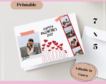 Valentines Day Photo Card Template Personalized Valentines Photo Card Canva Template Custom Valentine Photo Card Instant Download Template