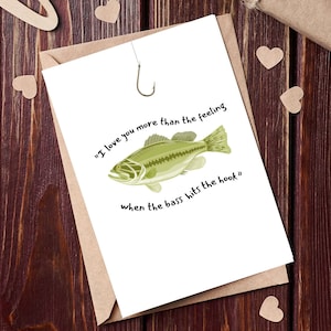 Tarjeta de San Valentín de pesca, tarjeta de felicitación de pesca, tarjeta de San Valentín para él, tarjeta de San Valentín, letras de canciones, pesca de San Valentín