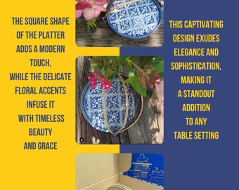 12" Square Blue and White Porcelain Platter with Food Cover: Exploring the Timeless Beauty.