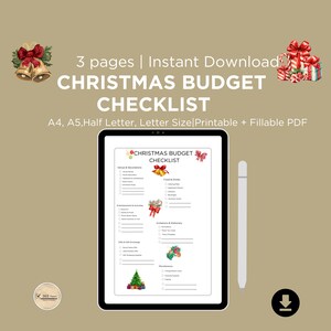 Christmas Budget Checklist PDF &amp; PNG A4, A5, Half Letter,letter Sizes ...