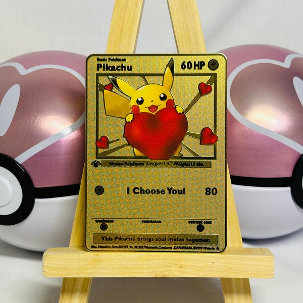 Pokémon Gold Metal Card - Pikachu - I Choose You! Collectable Pokemon Card Valentines Day