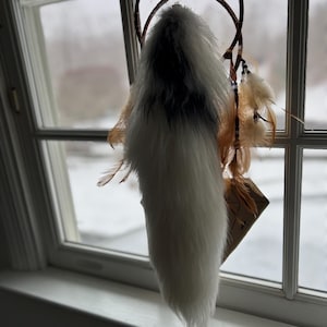 Arctic fox tail keychain