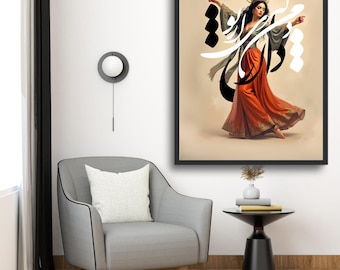 Persian Calligraphy Art: Whirling Dancer Printable (Digital Download)