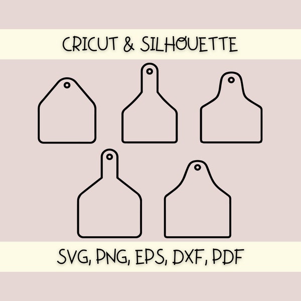 Cow Tag SVG Cut File Bundle | Cattle Tag Outline SVG | svg, pdf, eps, png, dxf | Immediate Download | Great for Cricut, Silhouette & Cameo