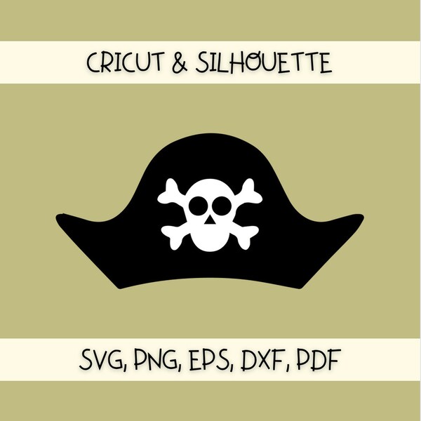 Pirate Hat SVG Kids Boys Pirate Birthday SVG | Svg, Png, Pdf, Eps, Dxf | Immediate File Download | Great for Cricut, Silhouette & Cameo