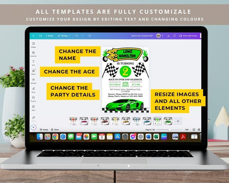 Editable Race Car Birthday Invitation Car Theme Ferrari Birthday Party ...