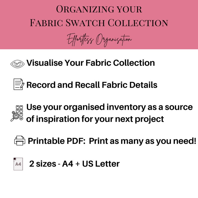 Sewing Fabric Swatch Record Template PDF for Organization and Inventory ...