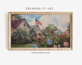 Samsung Frame TV Art, Independence Day, Vintage American Flag Art for TV, Patriotic Red, White, and Blue Art, 4th of July USA Art