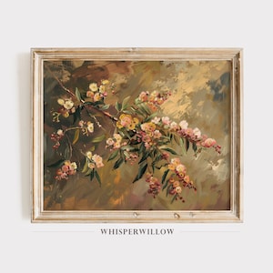 Colorful Mimosa Branch Still Life Painting, Digital Print Download, Yellow Flowers, Vintage Floral Art, Botanical Wall Decor, Instant Print