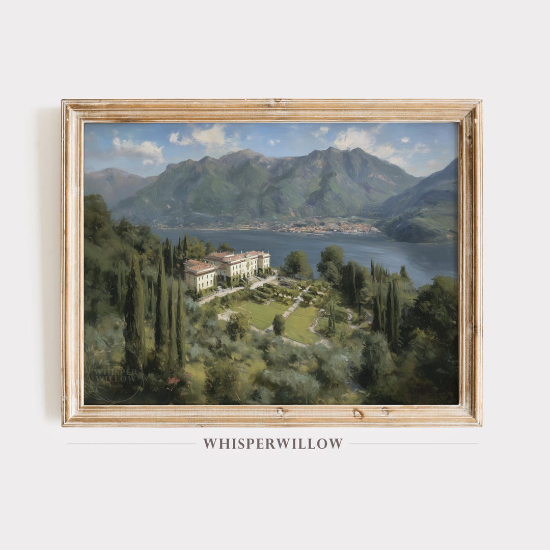 Italian Countryside Art - Digital PRINTABLE Download, Lake Como Villa ...