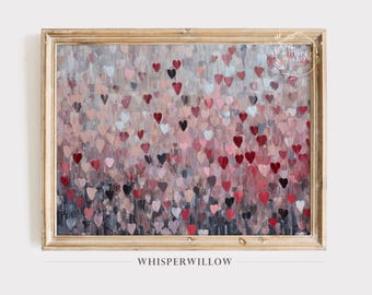Neutral Abstract Hearts Art - Digital PRINTABLE Download, Romantic Love Modern Wall Decor, Valentine’s Day, Dark Tones