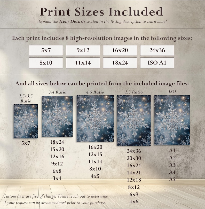 Winter Snowflake Trio Art - SET of 3, PRINTABLE Download, Elegant Frost ...