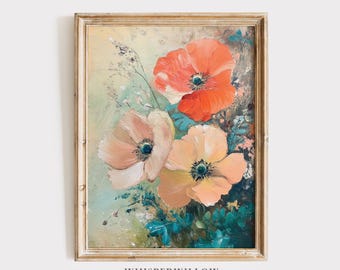 Colorful Poppy Blooms Art - Digital PRINTABLE Download, Vibrant Floral Artwork, Elegant Home Decor, Joyful Botanical Spring Summer