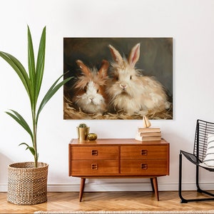 Angora Rabbits Vintage Animal Painting, Digital Printable Download ...