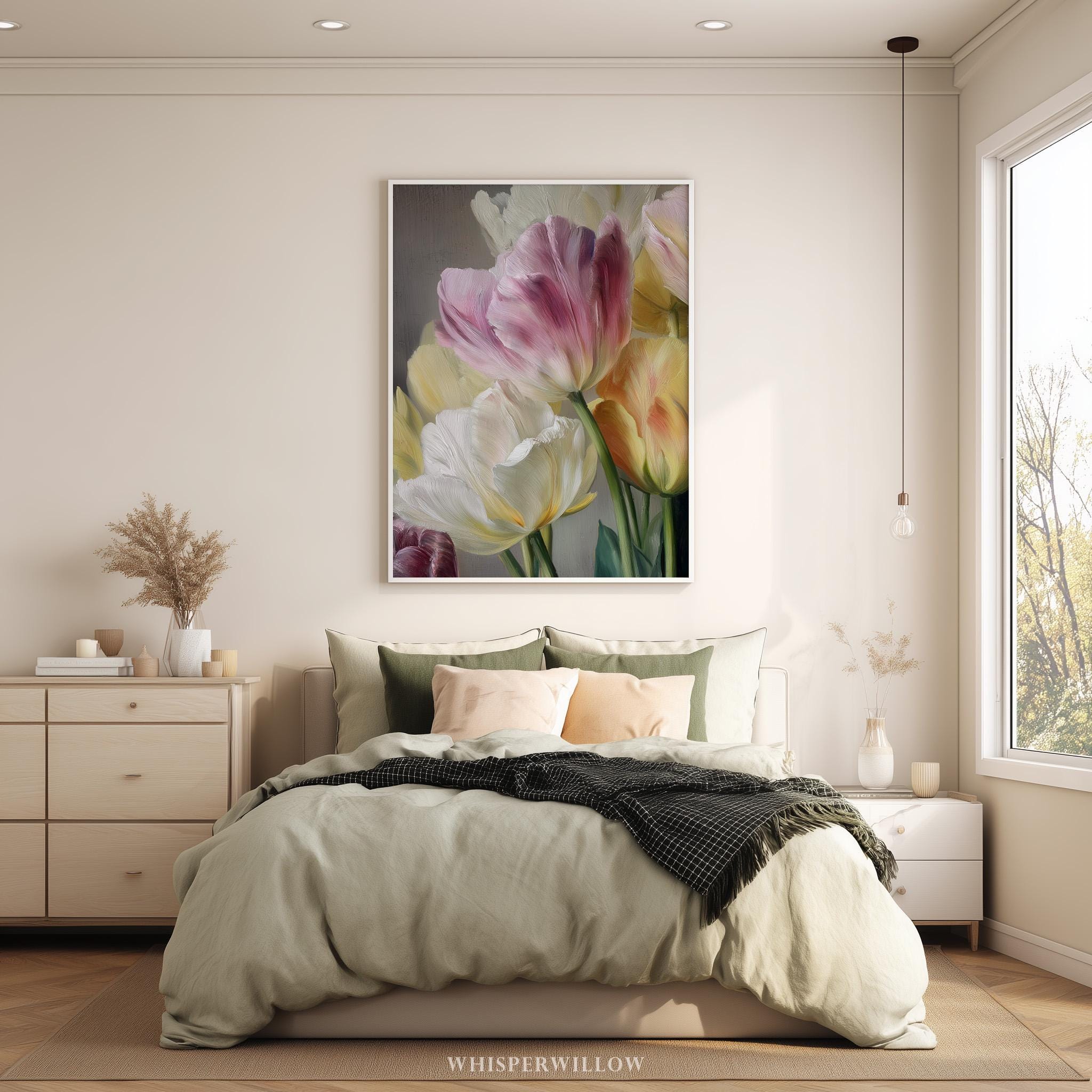 Vintage Tulip Floral Wall Art - PRINTABLE Download, Soft Colorful ...