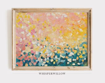 Vibrant Abstract Impressionist Digital Painting, PRINTABLE Download, Modern Minimalist Contemporary Decor, Colorful Bold Pastel Shapes