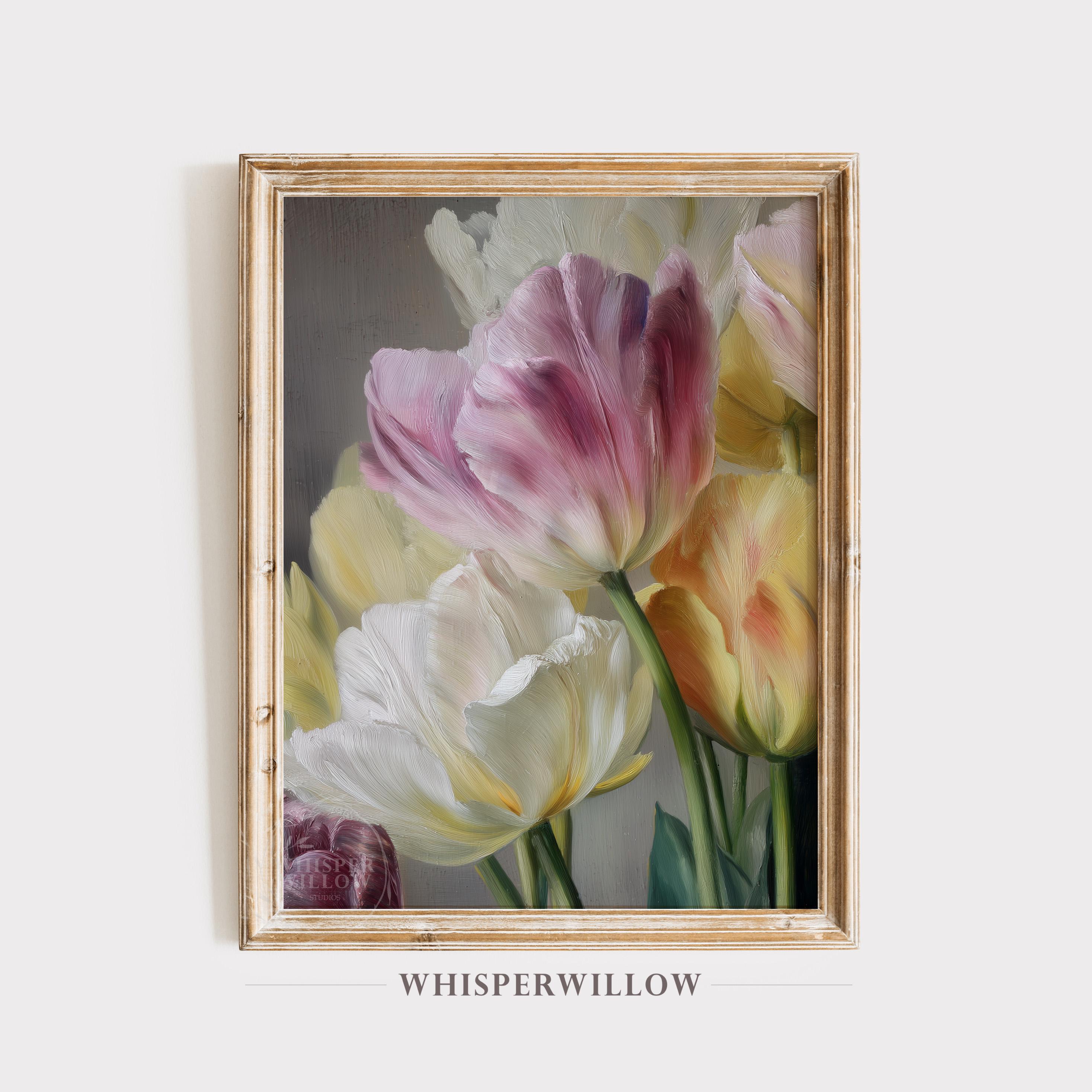 Vintage Tulip Floral Wall Art - PRINTABLE Download, Soft Colorful ...
