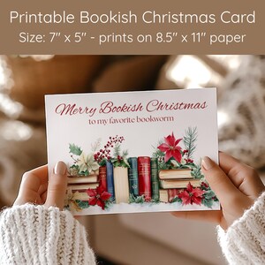 Carte de Noël livresque imprimable | Joyeux Noël | Carte de voeux imprimable | Carte pour amoureux des livres | Cadeau livresques | Téléchargement numérique