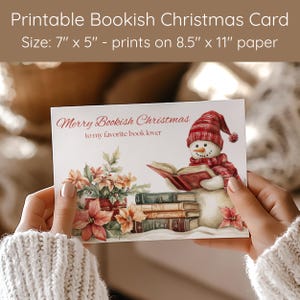Carte de Noël livresque imprimable | Joyeux Noël | Carte de voeux imprimable | Carte pour amoureux des livres | Cadeau livresques | Téléchargement numérique