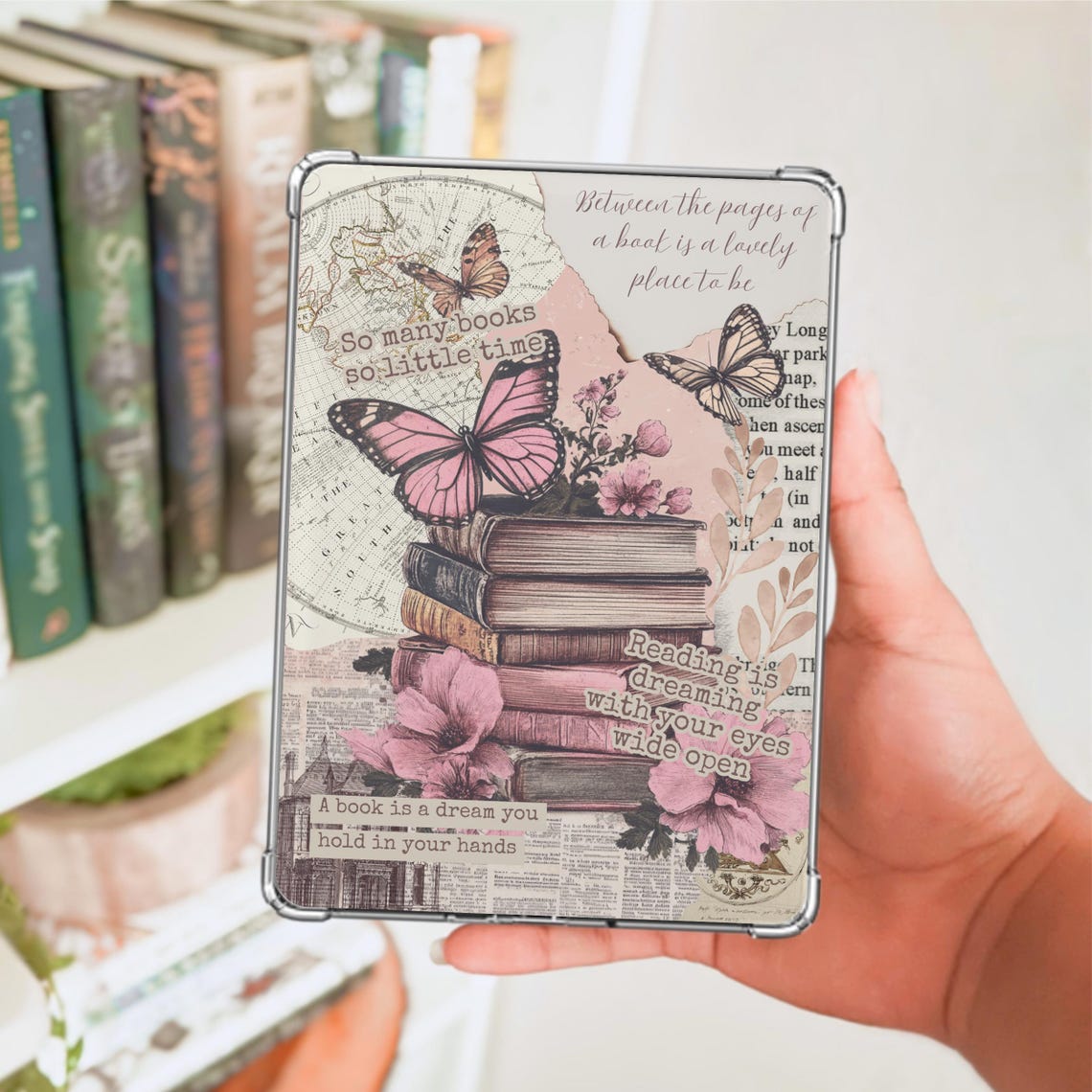 Printable Kindle Insert for Clear Case | Pink Vintage Kindle Insert ...
