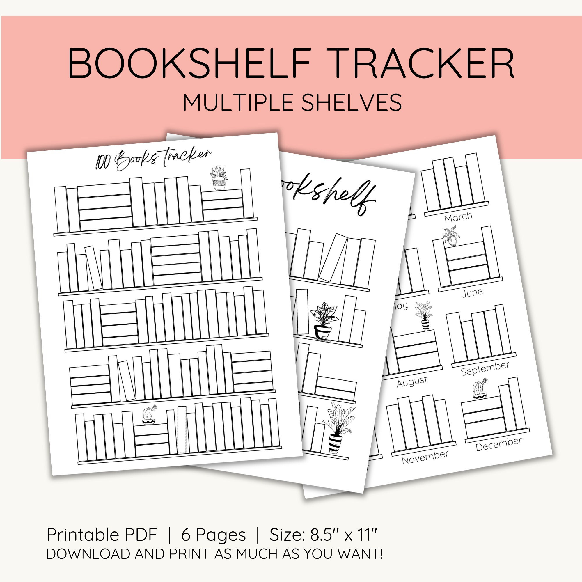 Bookshelf Tracker Printable Bookshelf Reading Log Reading Tracker ...