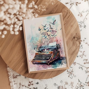 Typewriter Wall Art | Reading Nook Decor | Bookish Wall Art | One More Chapter | Bibliophile Gifts | Literary Wall Art | Typewriter Poster