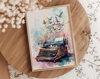 Typewriter Wall Art | Reading Nook Decor | Bookish Wall Art | One More Chapter | Bibliophile Gifts | Literary Wall Art | Typewriter Poster