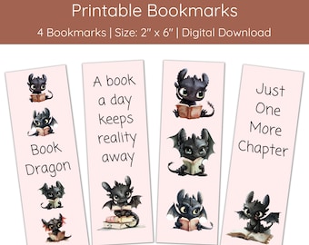 Dragon Bookmark | Printable Bookmark | Reading Quotes | Reading Dragon | Fantasy Bookmarks | Digital Bookmark | Baby Dragon | Cute Bookmarks