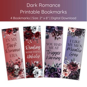 Dark Romance Bookmarks | Romance Book Merch | Book Worm Gift | Bookmark Set | Printable Bookmarks | Digital Bookmarks | Bookish Accessories