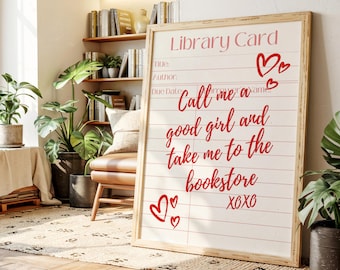 Printable Library Card Poster | Bookish Wall Art Print | Book Nook Decor | Bibliophile Gift
