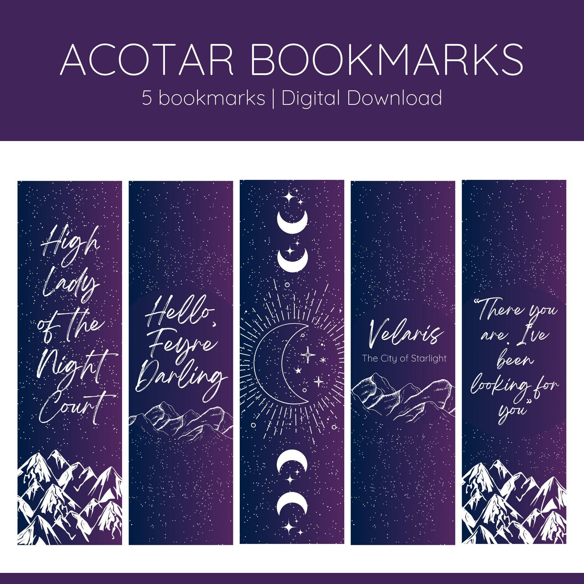 ACOTAR Printable Bookmarks ACOTAR Bookmarks Printable Bookmarks Sarah J ...