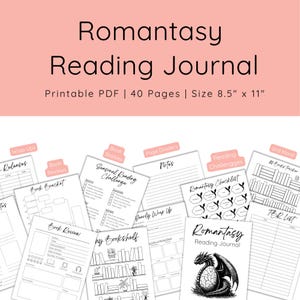 Romantasy Reading Journal | Reading Tracker | Book Log | Book Tracker | Bookshelf Tracker | Book Challenge | Book Review | Reading Journal