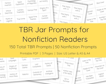 TBR Jar Prompts | Nonfiction Reader | TBR Cards | Printable TBR | Reading Challenge | Reading Prompts | Bookish Merch | Digital Download
