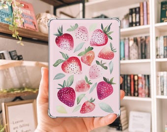 Capa para Kindle imprimível para capa transparente | Capa para Kindle com estampa de morango | Kindle Paperwhite | Kindle Basic | Decoração para Kindle | Download digital