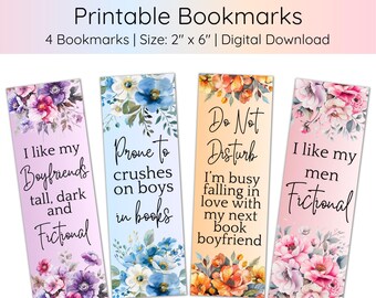 Book Boyfriend Bookmarks | Romance Bookmarks | Printable Bookmarks | Bookmark PNG | Romance Book Merch | Bookmark Set