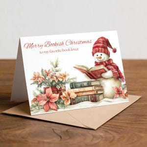 Biglietto di Natale stampabile per amanti dei libri / Biglietto di Buon Natale / Biglietto di auguri stampabile / Biglietto per amanti dei libri / Regalo per amanti dei libri / Download digitale