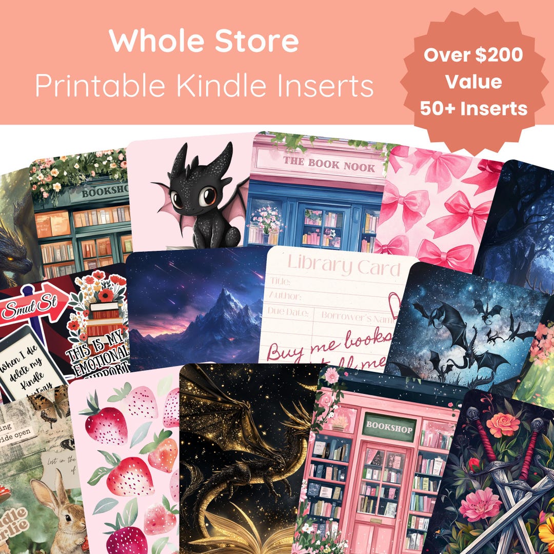 Whole Shop Bundle | Printable Kindle Inserts | Kindle Paperwhite ...